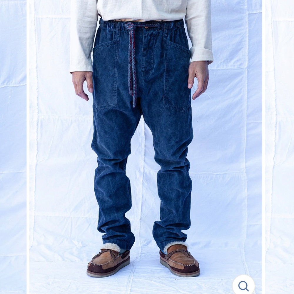 Dr. Collectors Corduroy Drop Crotch Raw Hem Pants Blue Size Small